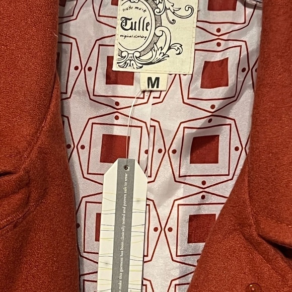 Anthropologie Tulle Kate Coat Wool Blend Burnt Sienna Button Front Slim-Fit - Picture 8 of 8